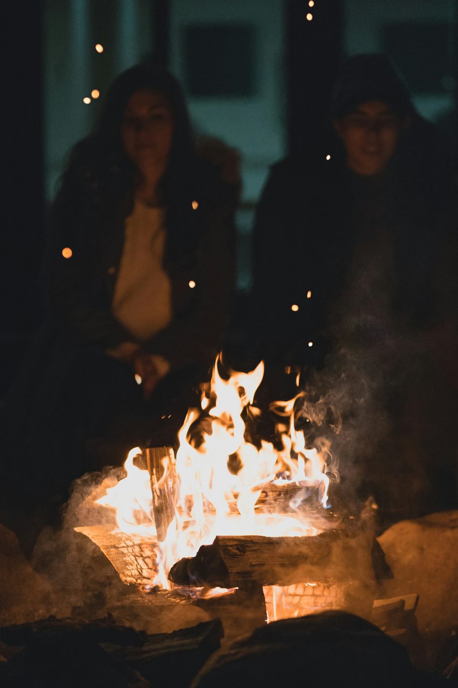 Fire ritual ceremony at night